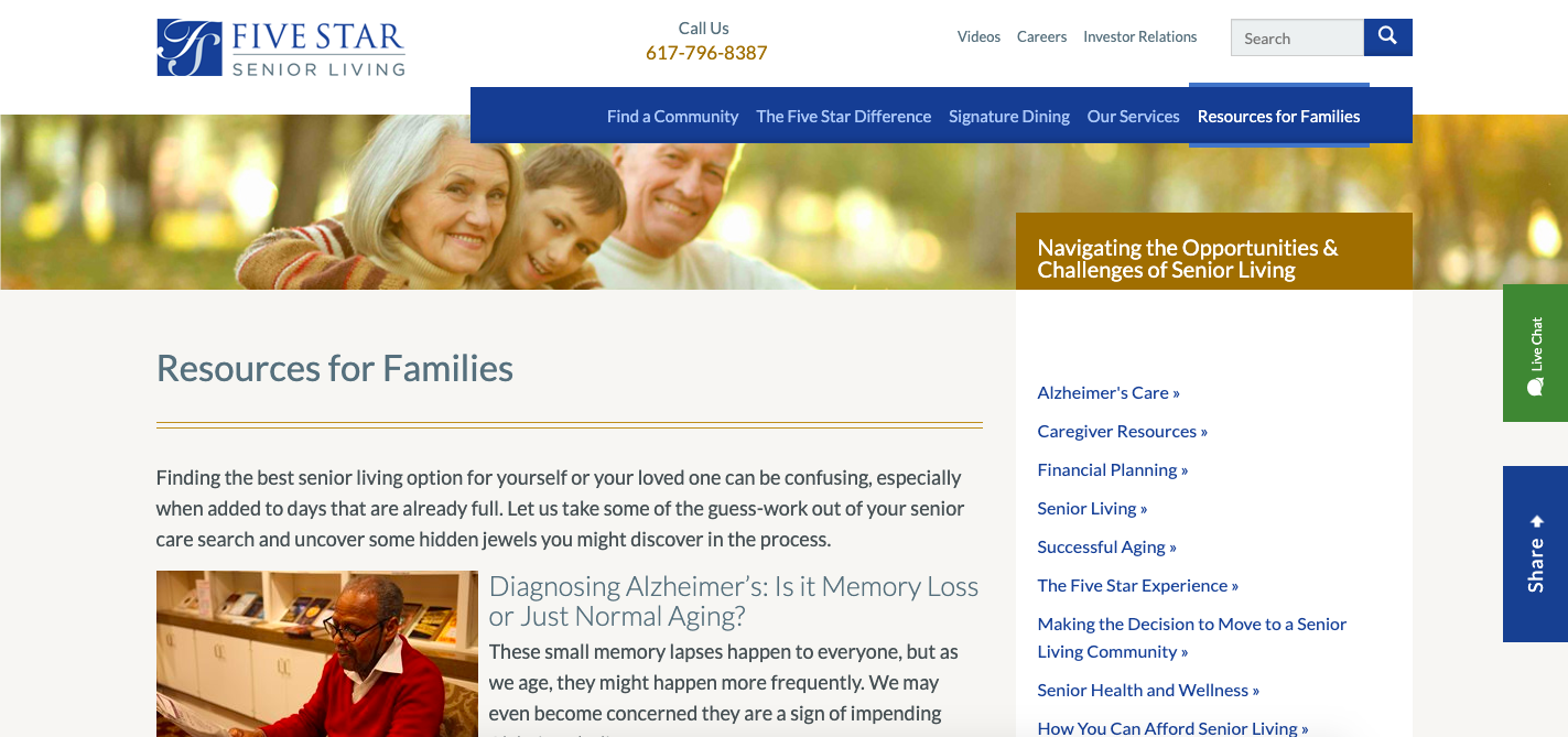 Screenshot of Resource Center on Five Star website